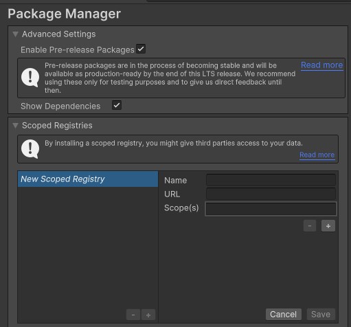 Project Settings - Package Manager