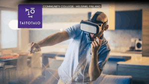 A person completing virtual training
