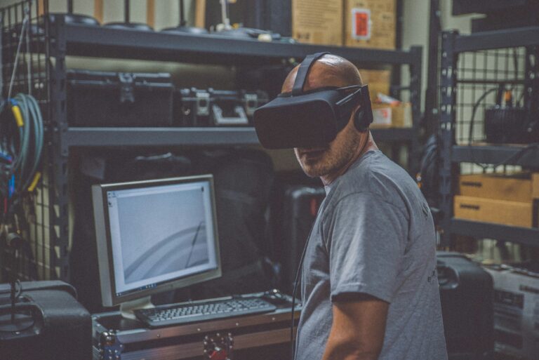 Man completing vocational training with VR