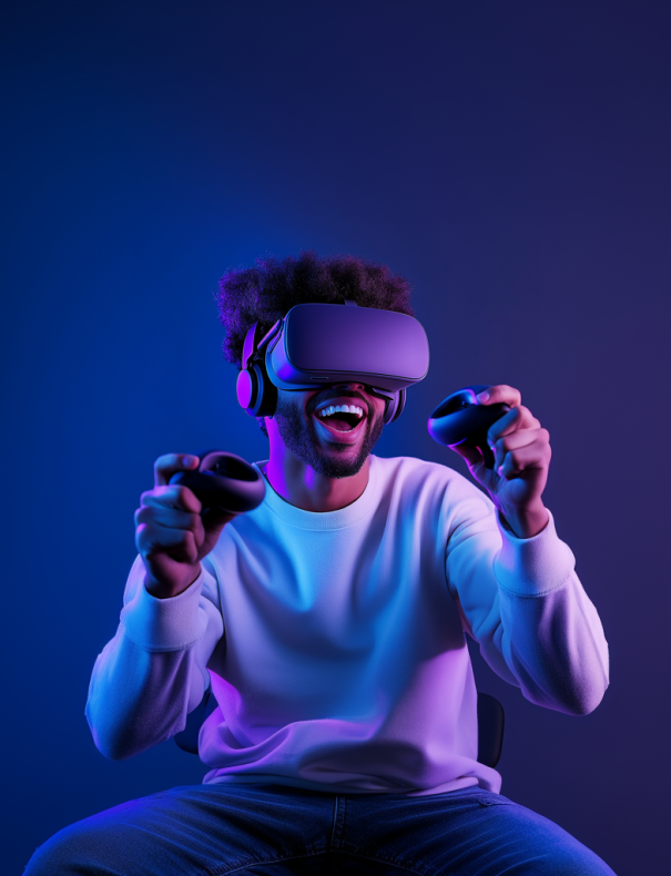 Dude_sweet Dude having an ultra sweet time with his VR gaming setup